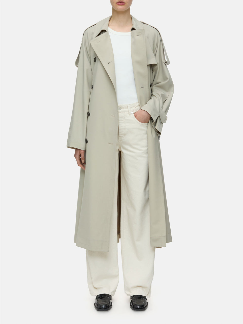 CLOSED Trench Lungo In Misto Lana Sabbia