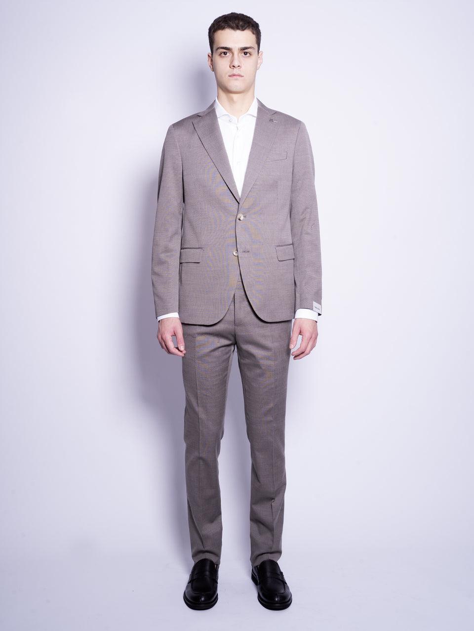 PAOLONI Completo in Lana e Cotone Armaturato Marrone