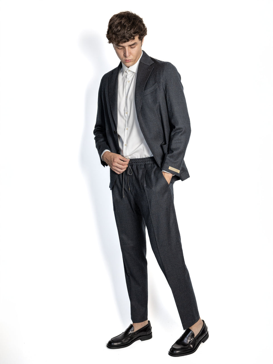 BRIGLIA 1949 Completo Informale In Flanella Di Lana Grigio Antracite