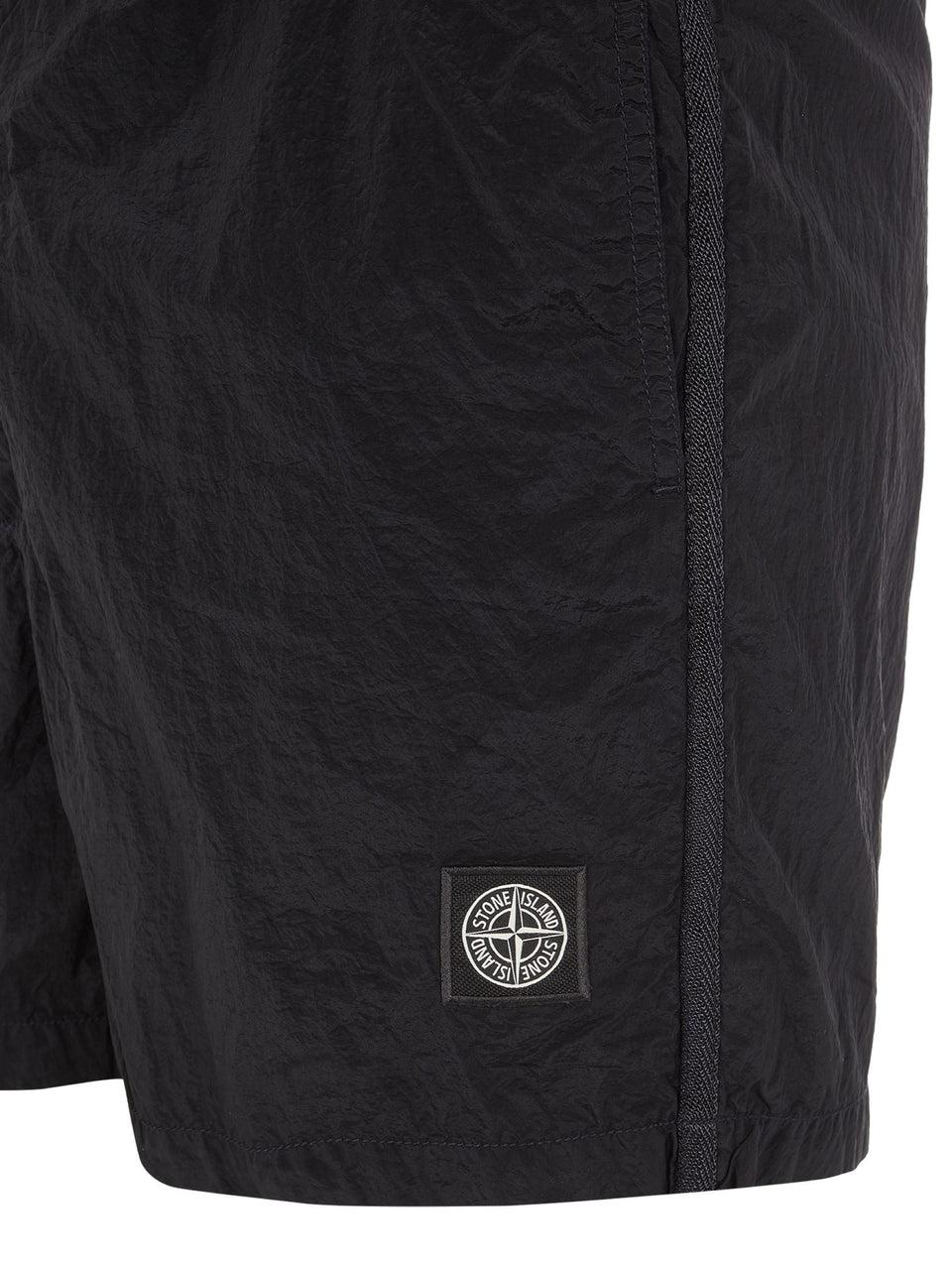 STONE ISLAND Costume Da Bagno In Nylon Metal Tinto Nero