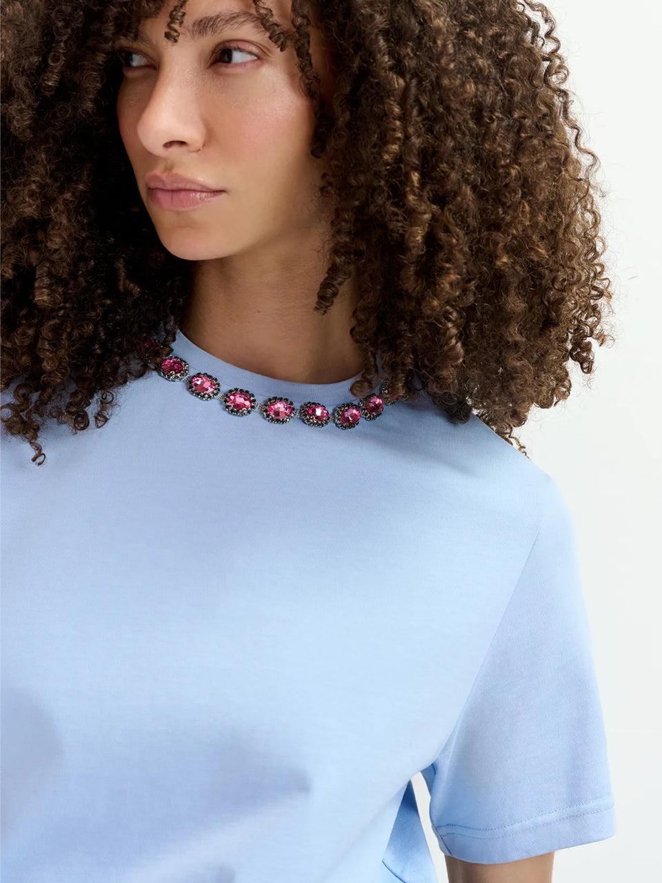 ESSENTIEL ANTWERP T-shirt Con Ricami Di Strass Blu