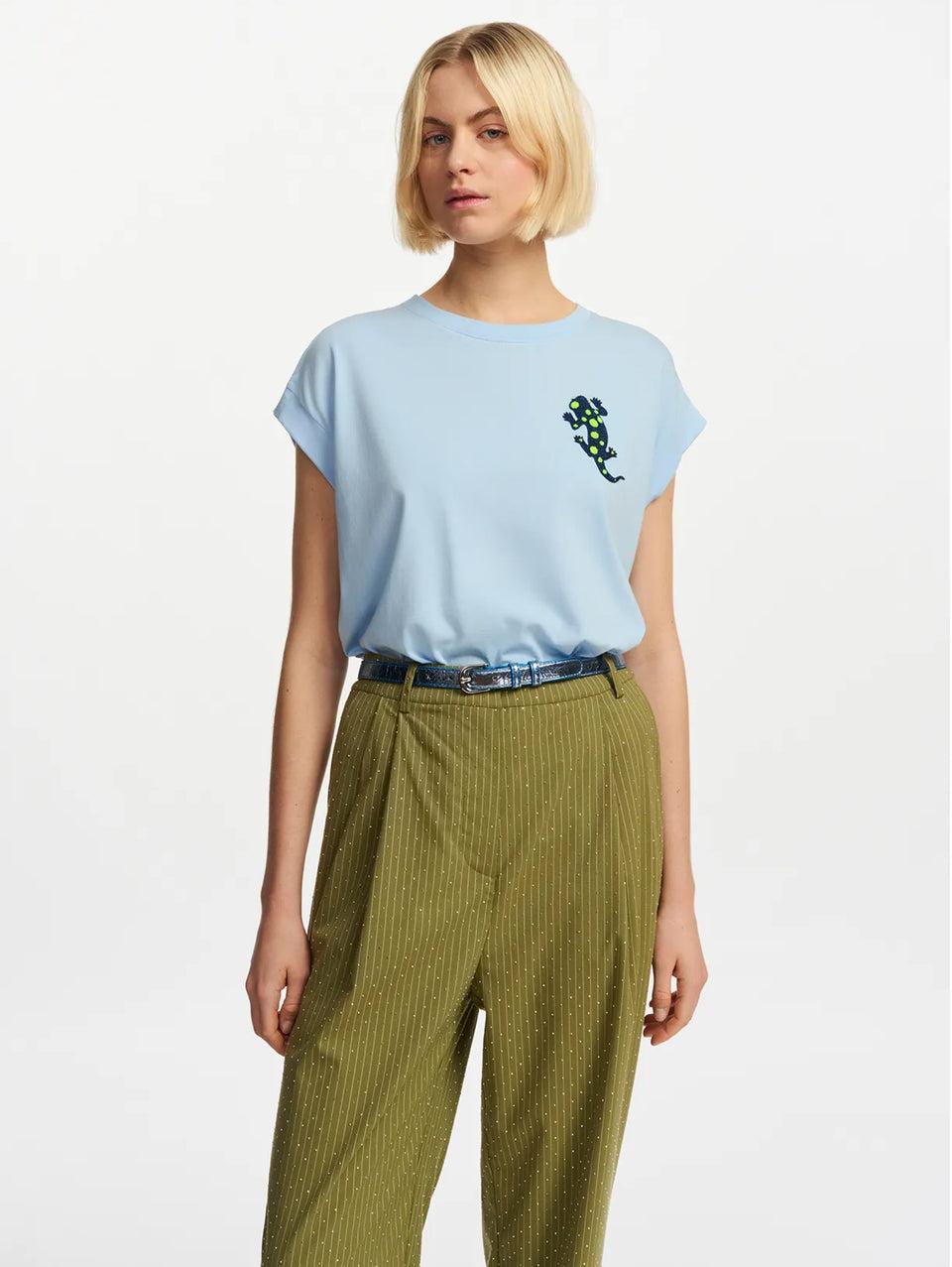 ESSENTIEL ANTWERP T-shirt con Ricamo Geco Blu