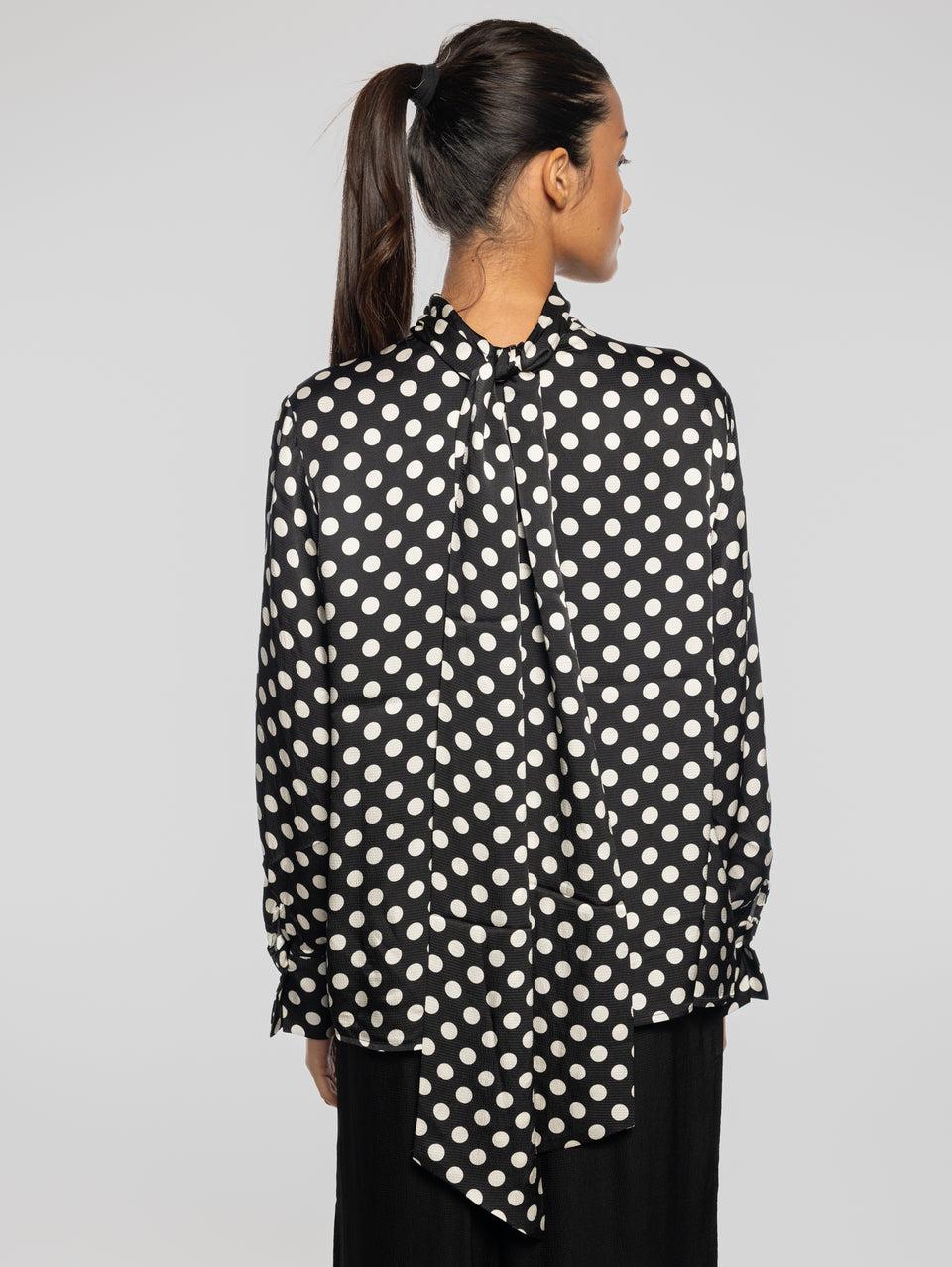ESSENTIEL ANTWERP Top Maniche Lunghe A Pois Nero