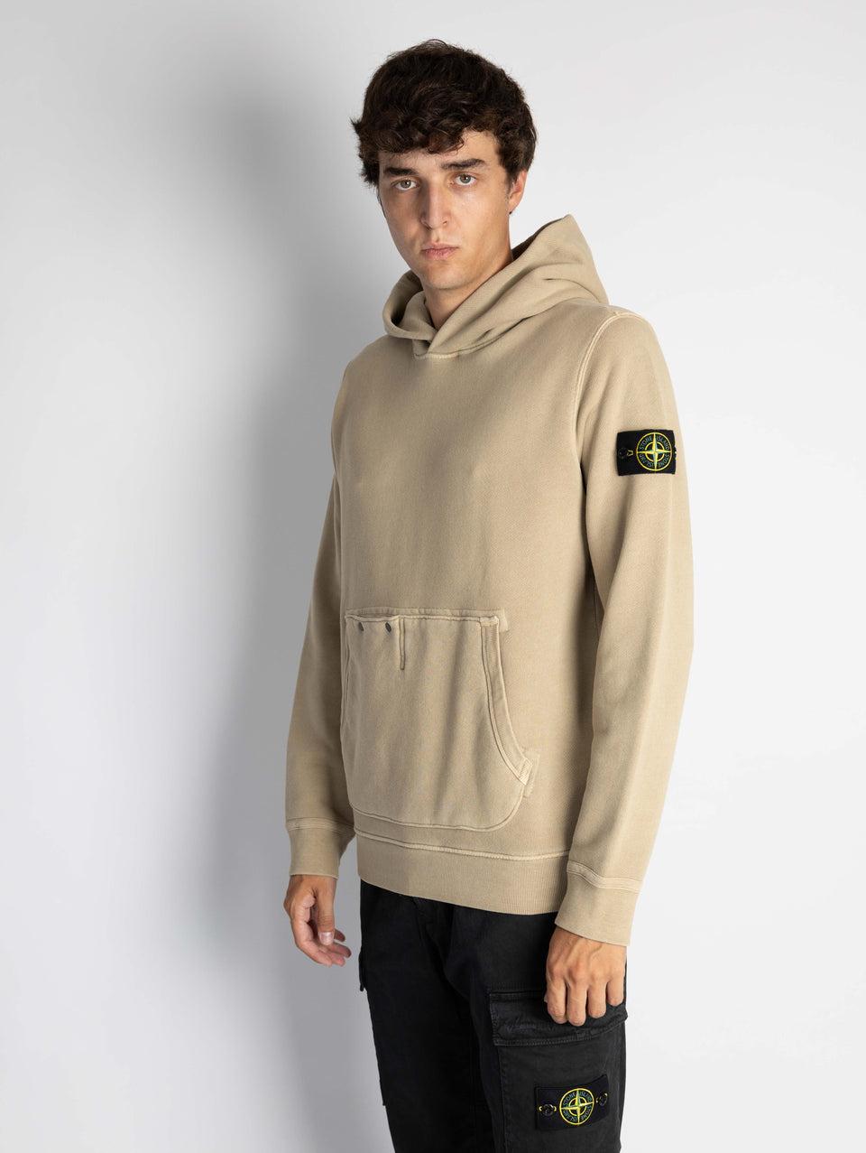 STONE ISLAND Felpa Con Cappuccio E Tasca Marsupio Biscotto