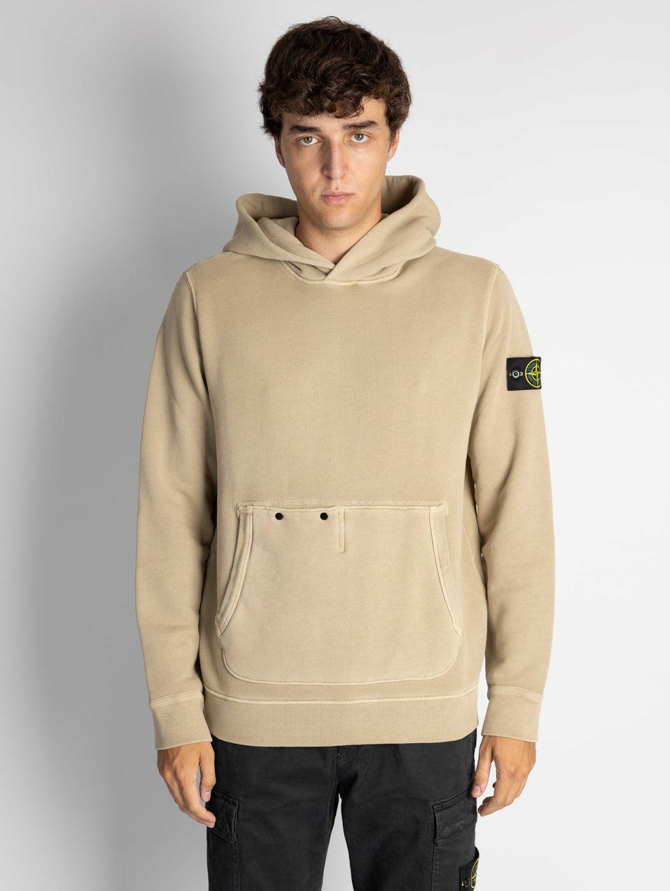 STONE ISLAND Felpa con Cappuccio e Tasca Marsupio Biscotto