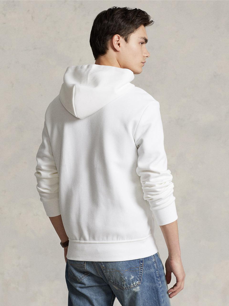 RALPH LAUREN Felpa Con Cappuccio E Zip In Maglia Doppia Bianco