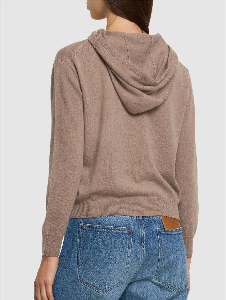 MAX MARA LEISURE Felpa Con Cappuccio In Lana E Cachemire Tortora