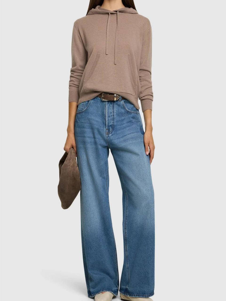 MAX MARA LEISURE Felpa Con Cappuccio In Lana E Cachemire Tortora