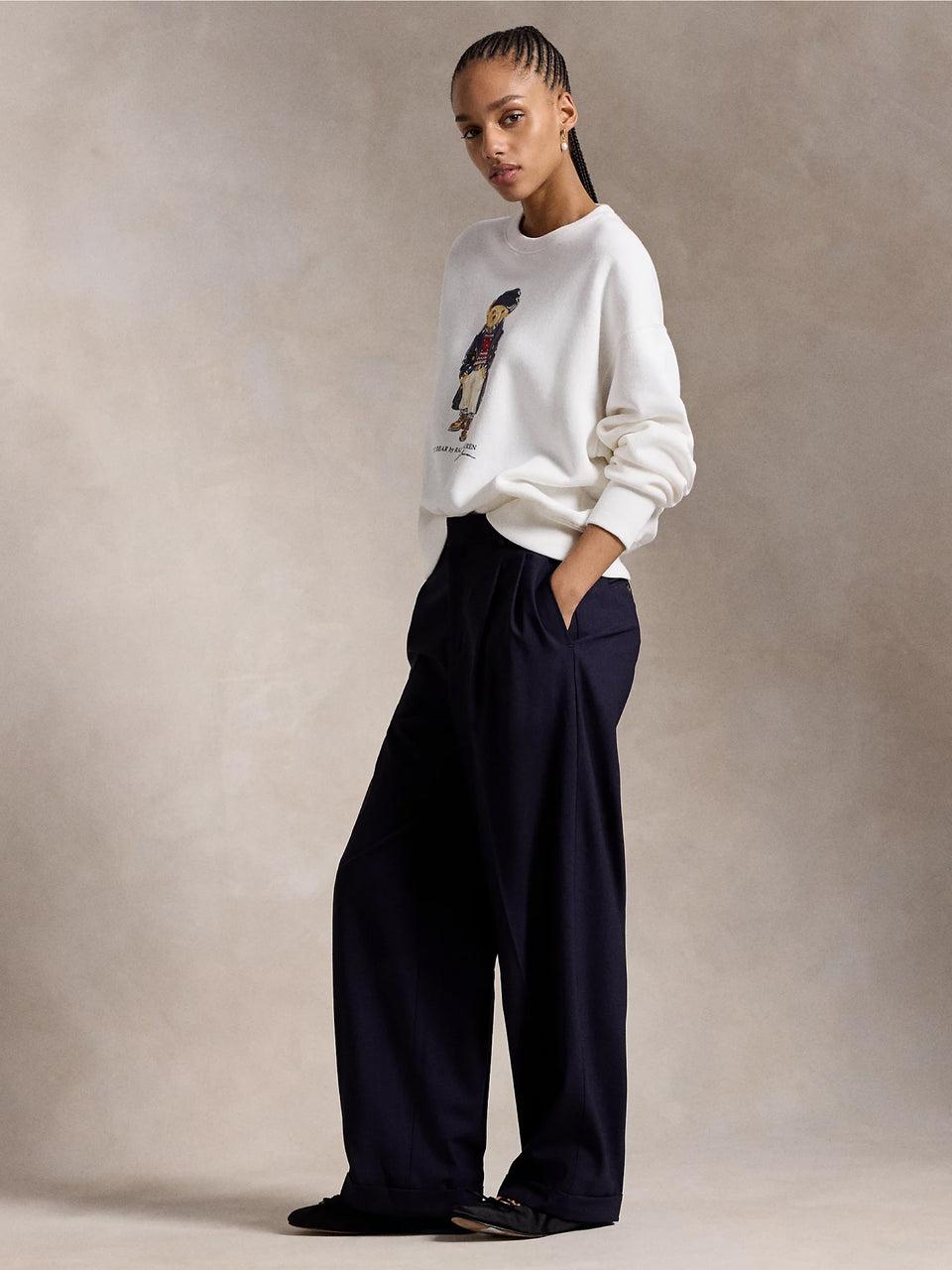 RALPH LAUREN Felpa Girocollo Con Stampa Polo Bear Bianco