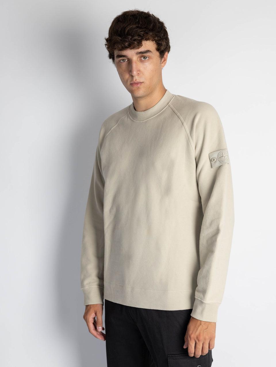 STONE ISLAND Felpa Girocollo Ghost Tinta In Capo Beige