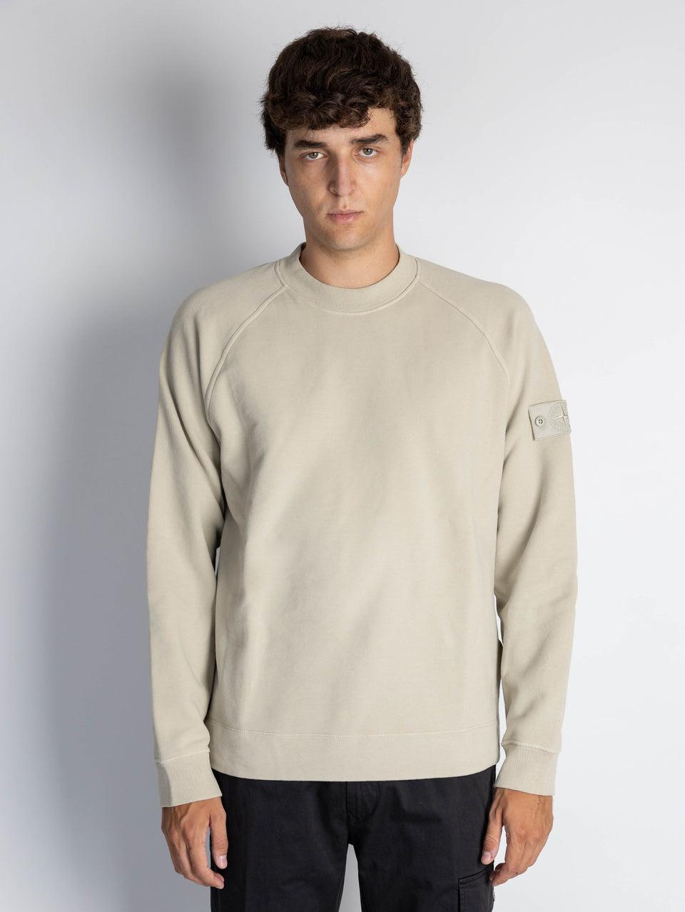 STONE ISLAND Felpa Girocollo Ghost Tinta in Capo Beige