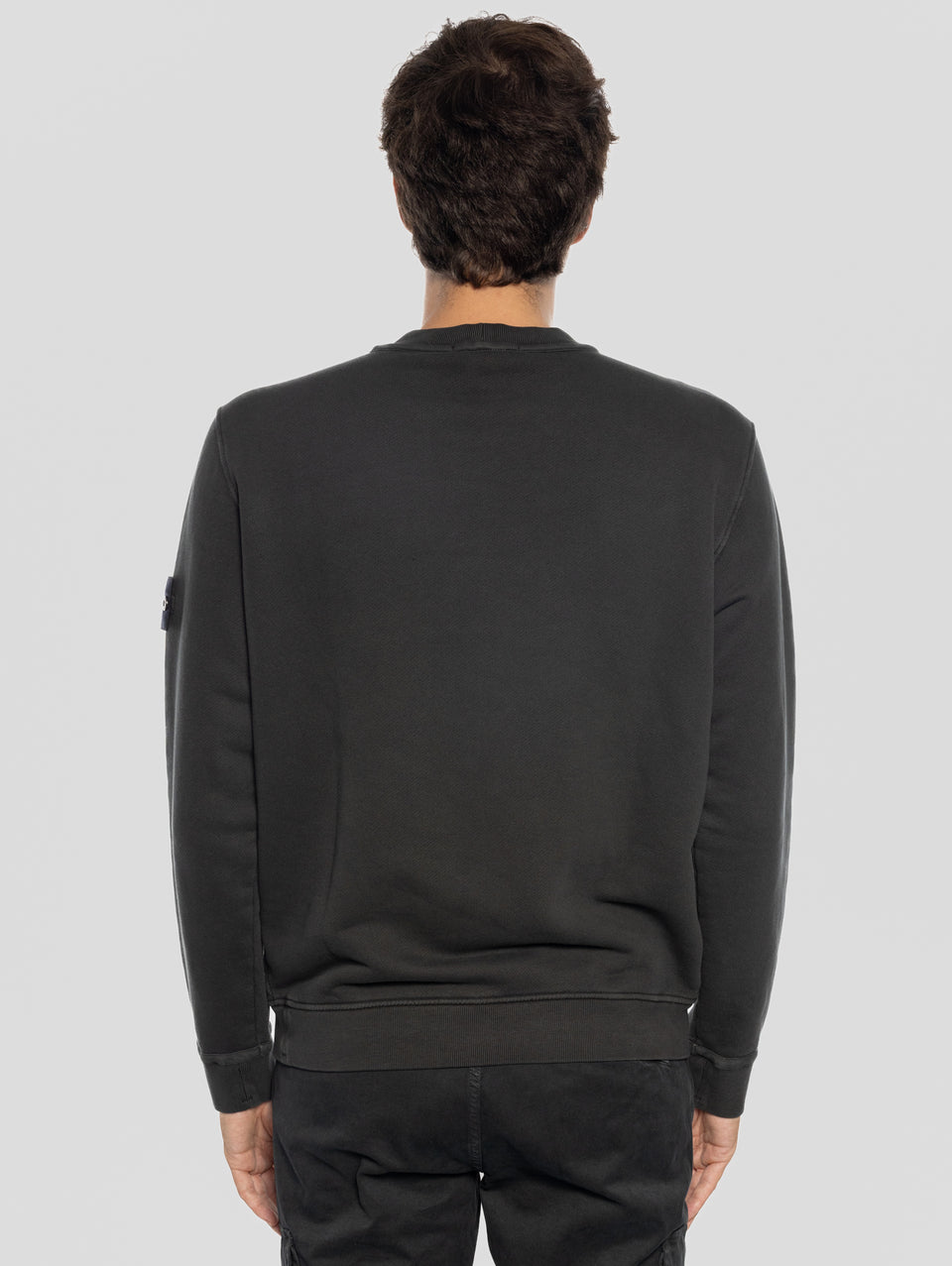 STONE ISLAND Felpa Girocollo In Cotone Diagonale Grigio