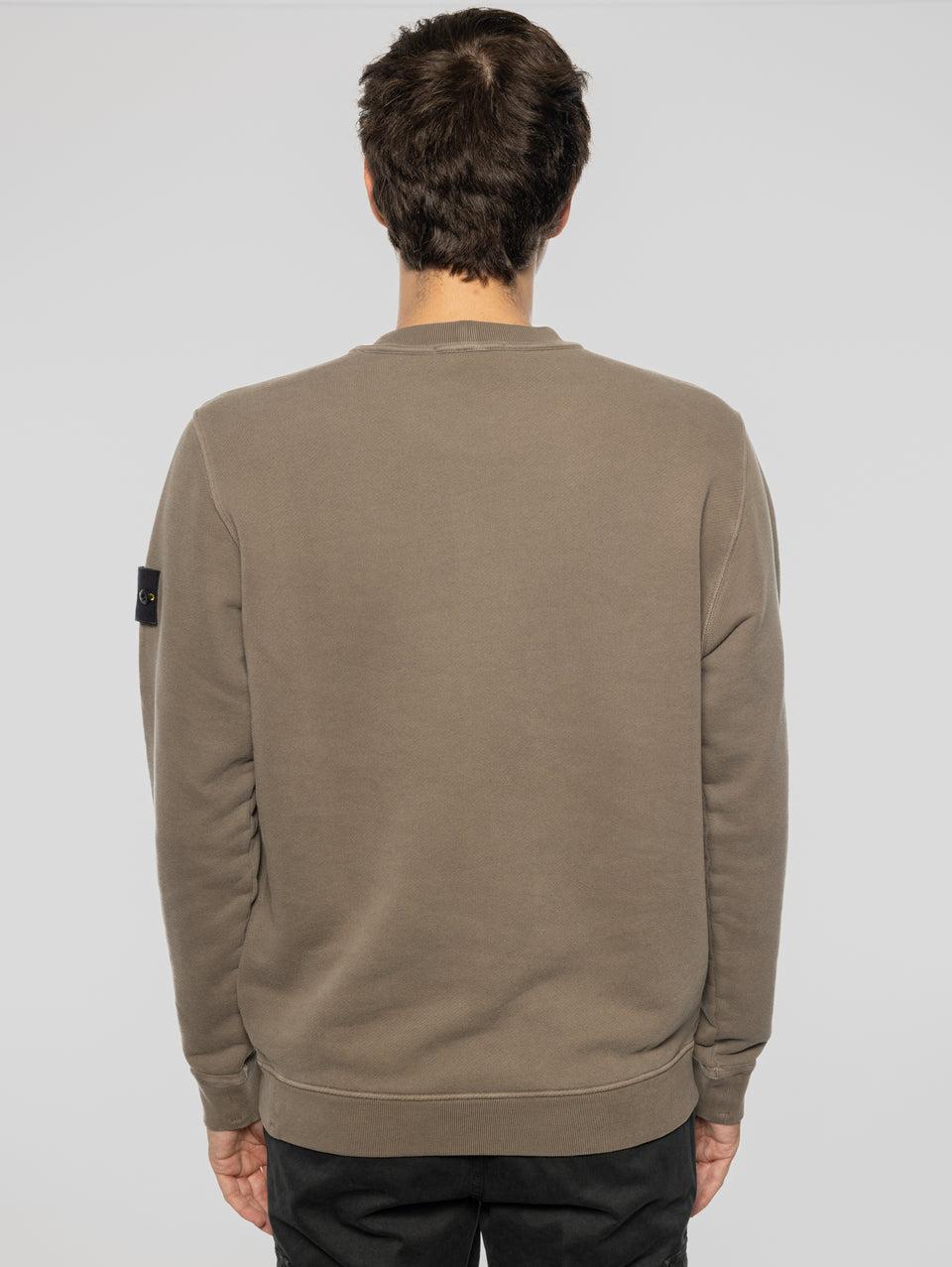 STONE ISLAND Felpa Girocollo In Cotone Diagonale Noce