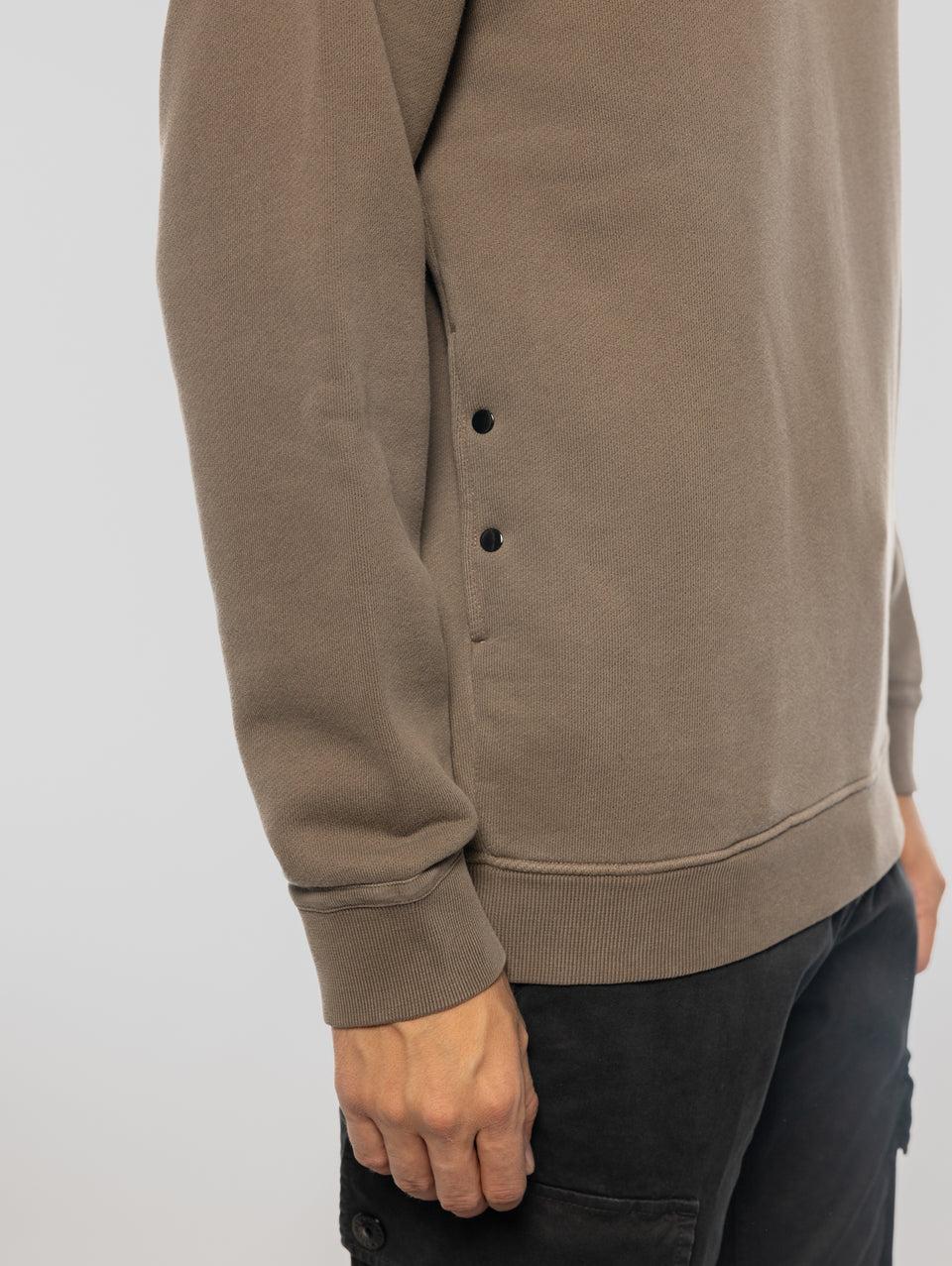 STONE ISLAND Felpa Girocollo In Cotone Diagonale Noce