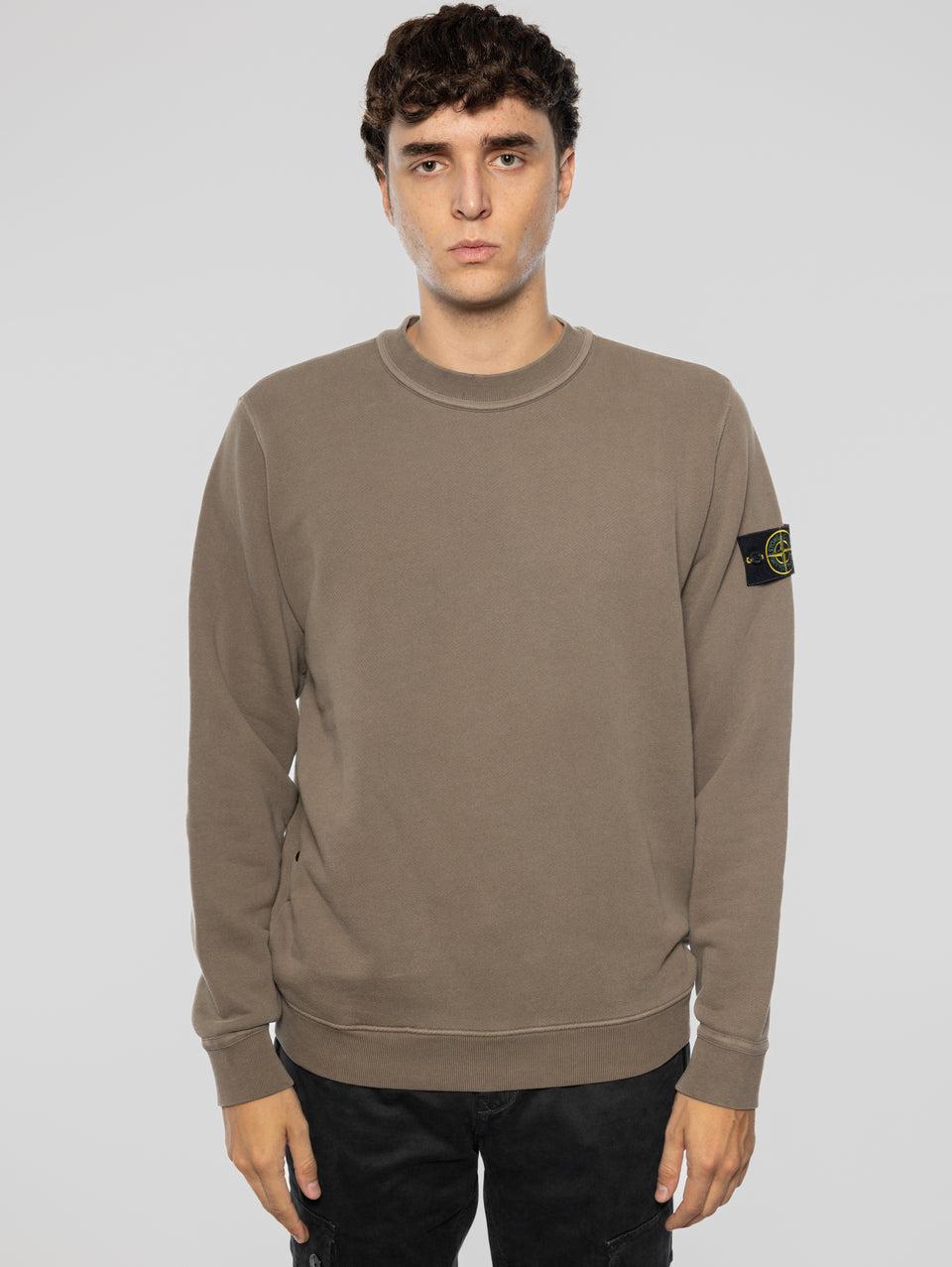 STONE ISLAND Felpa Girocollo in Cotone Diagonale Noce