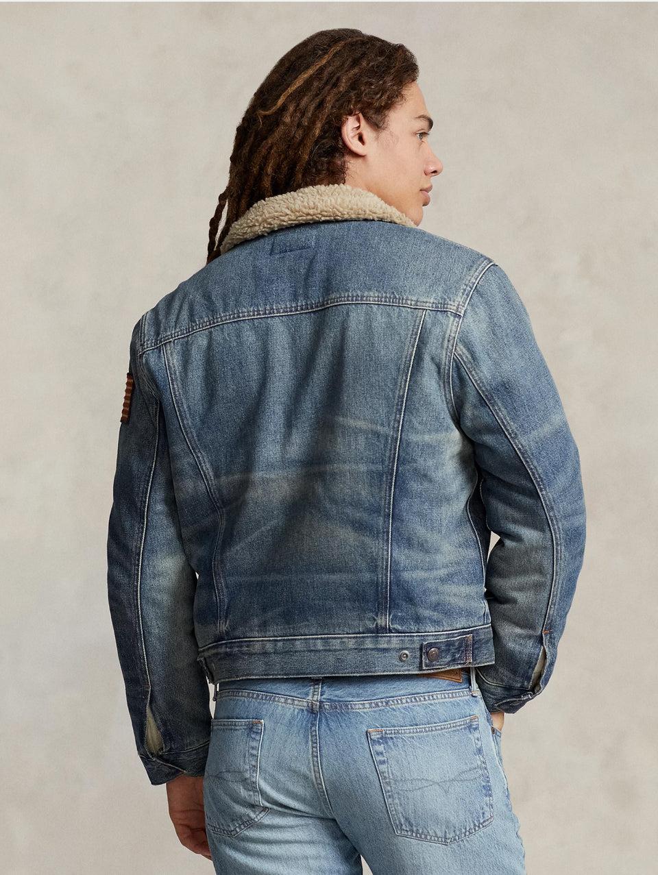 RALPH LAUREN Giacca In Denim Con Fodera In Pile Blu