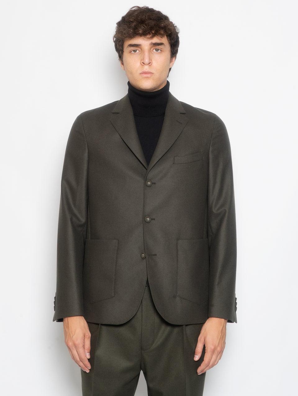 OFFICINE GÉNÉRALE Giacca in Lana Monopetto Tene Verde Oliva