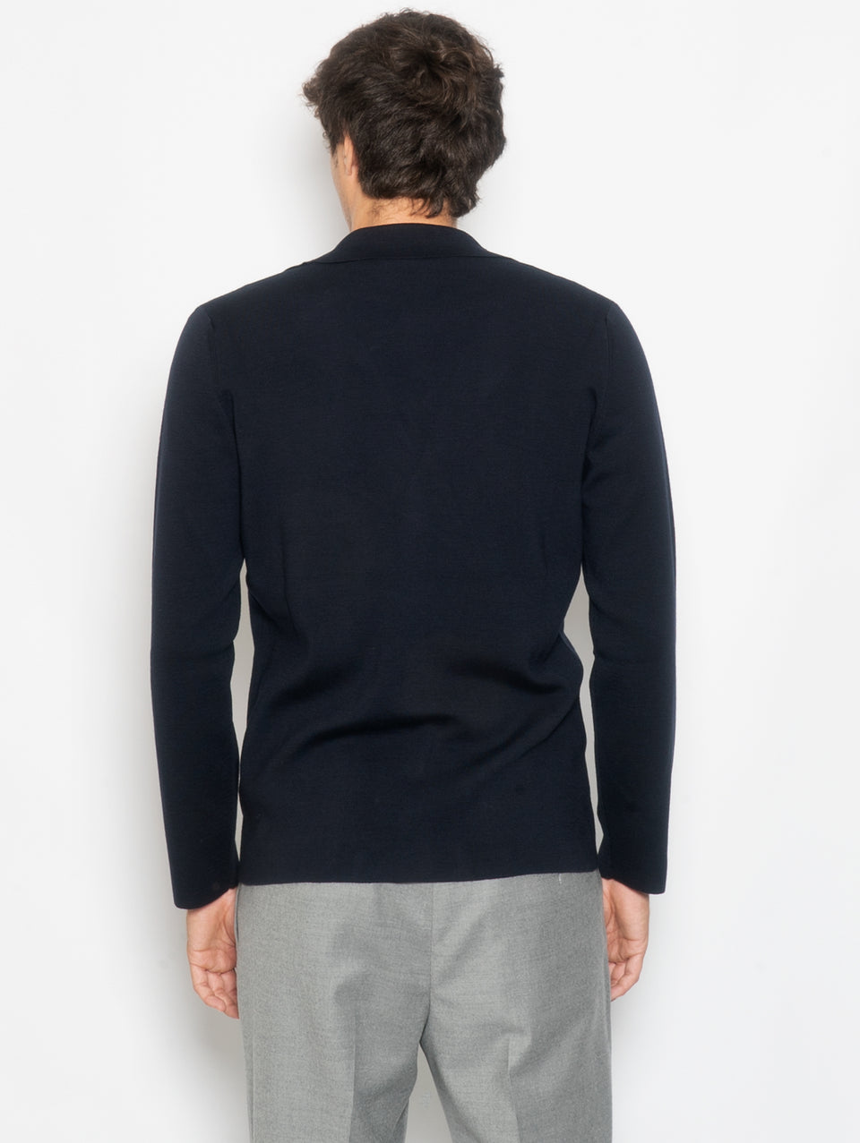 ALPHA STUDIO Giacca In Maglia Di Lana Extrafine Blu Notte