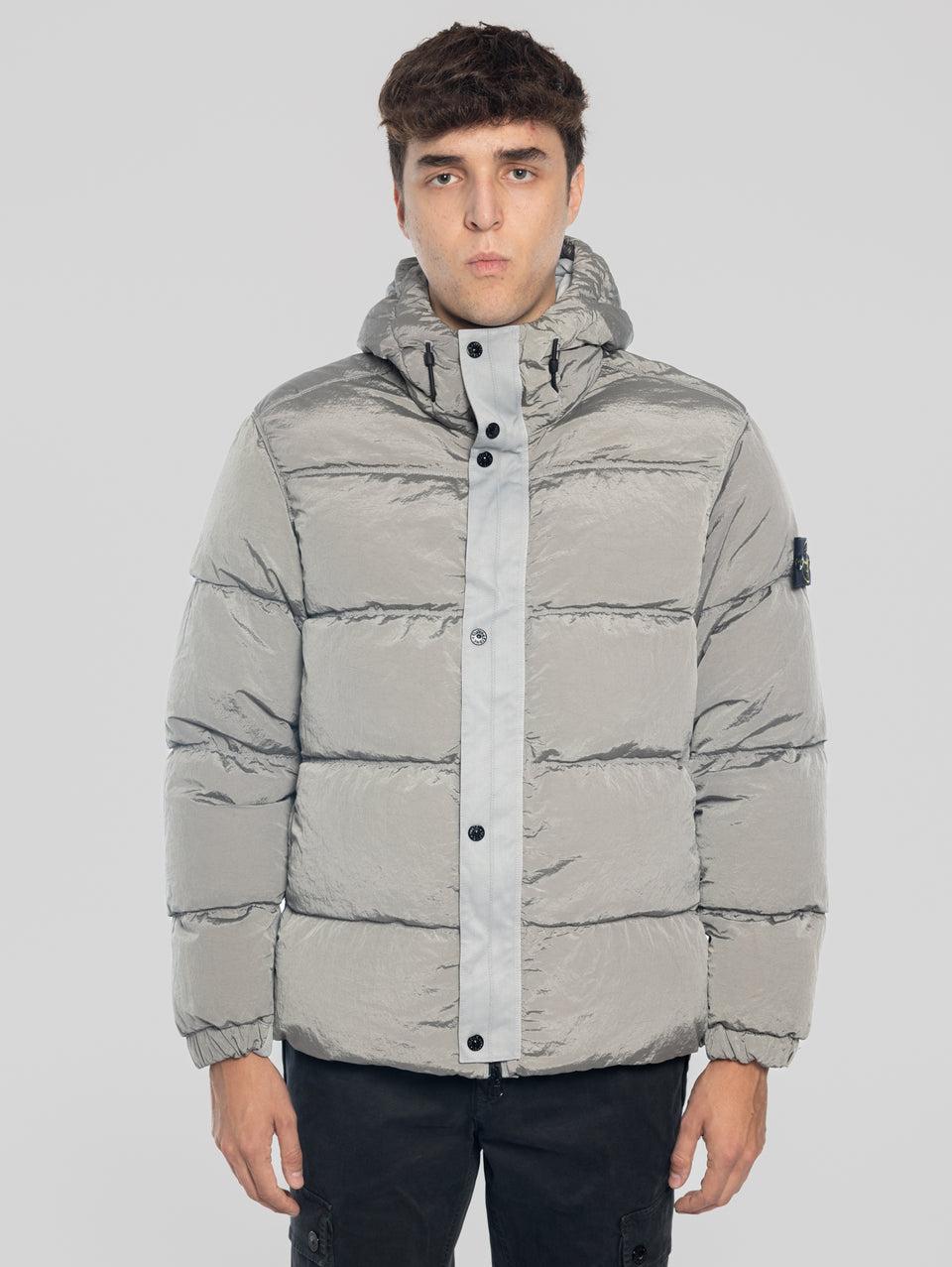 STONE ISLAND Giacca in Tessuto Nylon Metal con Cappuccio Grigio