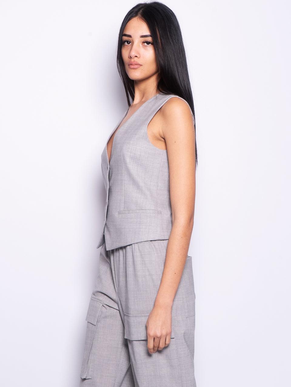 P.A.R.O.S.H. Gilet Con Scollo A V Grigio Mélange Chiaro