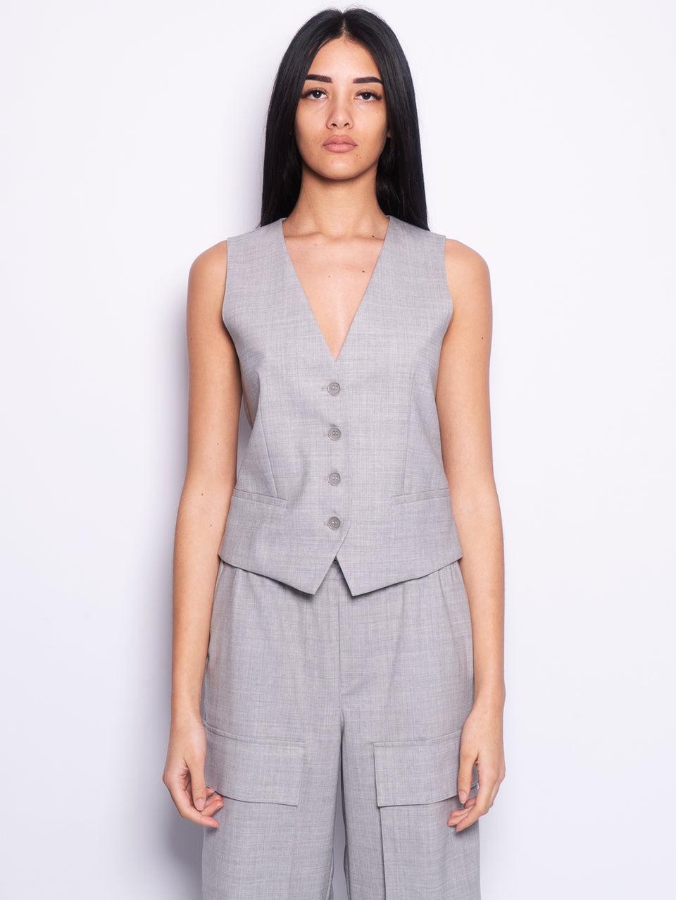 P.A.R.O.S.H. Gilet con Scollo a V Grigio Mélange Chiaro