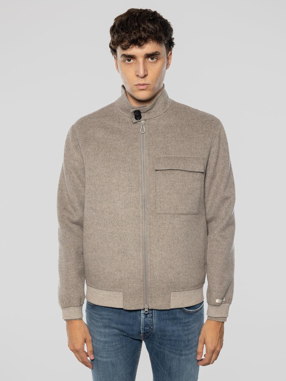 PALTò Giubbotto Corto Arturo in Double con Zip Tortora