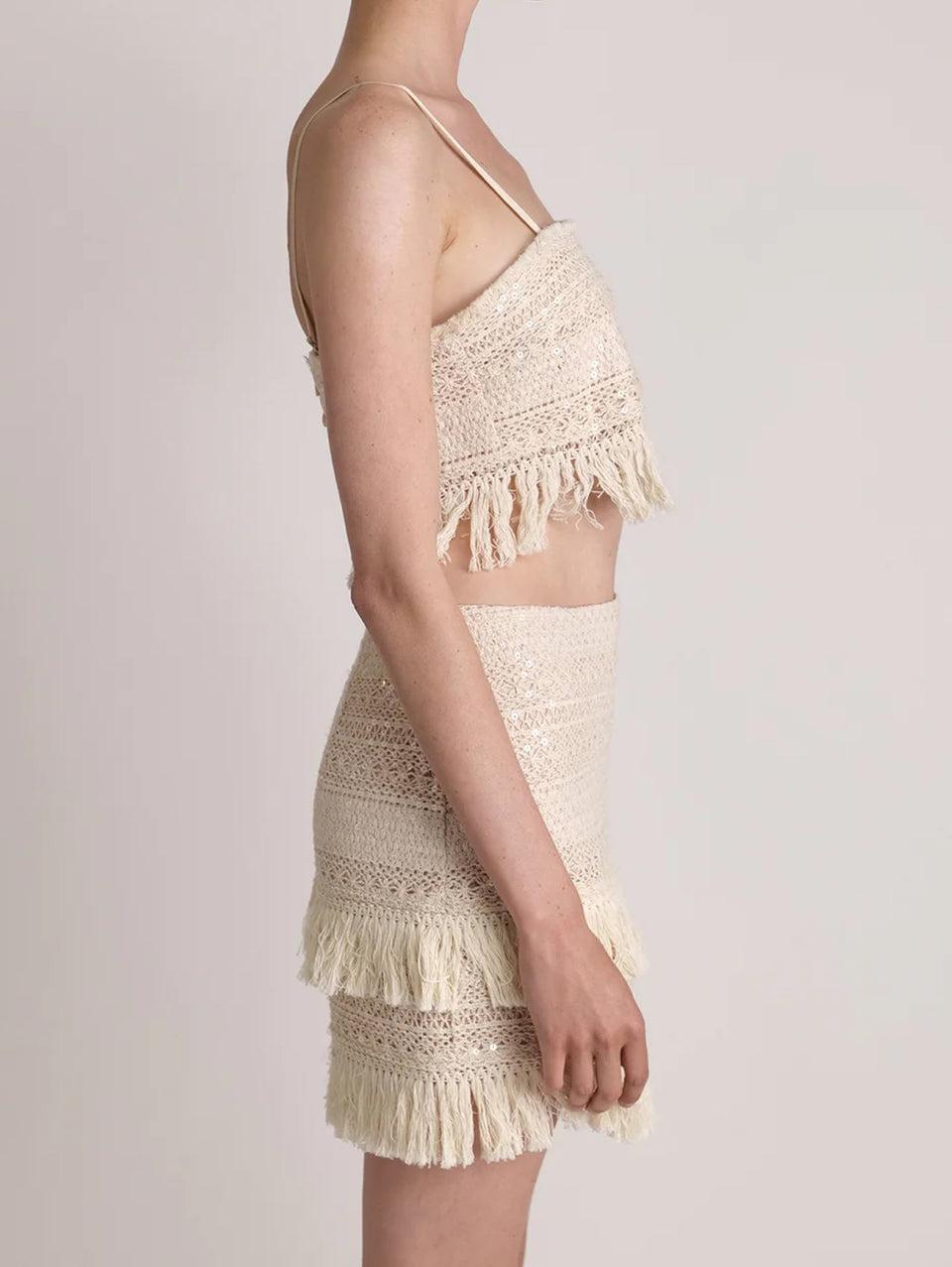 SABINA MUSÁYEV Gonna Mini In Pizzo E Paillettes Avena