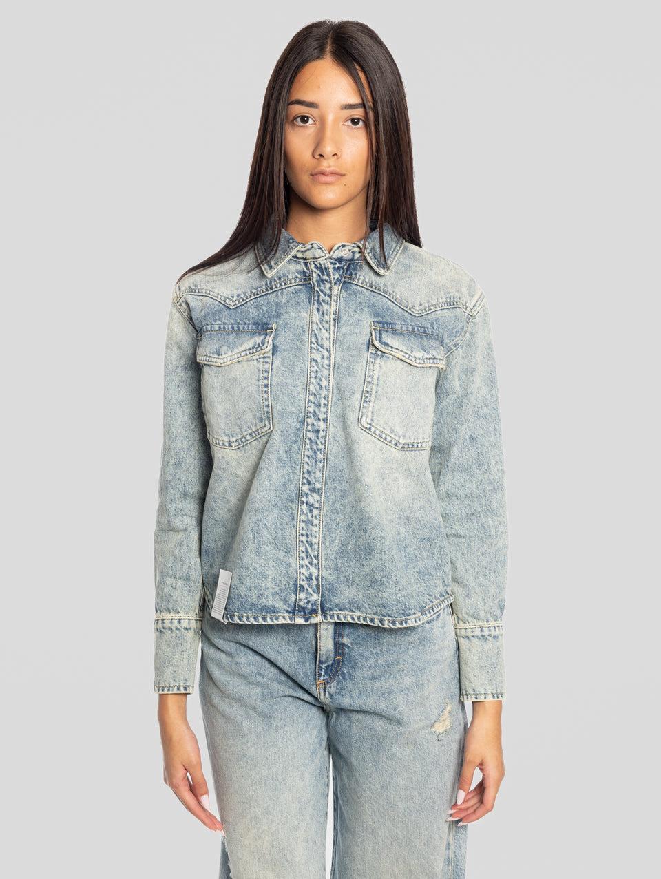 ICON DENIM Camicia Western in Denim Norah Blu