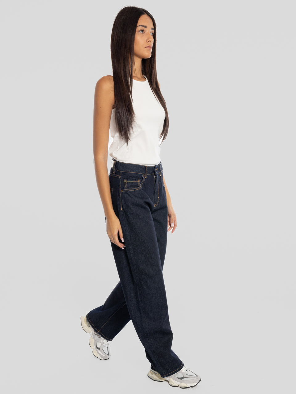 ICON DENIM Denim Bea Wide Leg Vita Bassa Blu Scuro