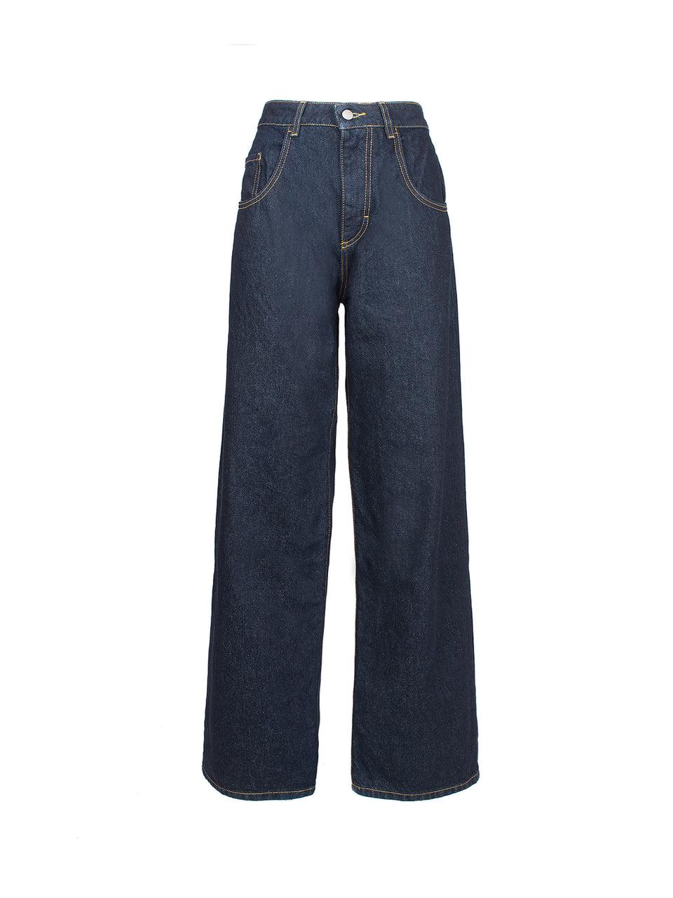 ICON DENIM Denim Bea Wide Leg Vita Bassa Blu Scuro