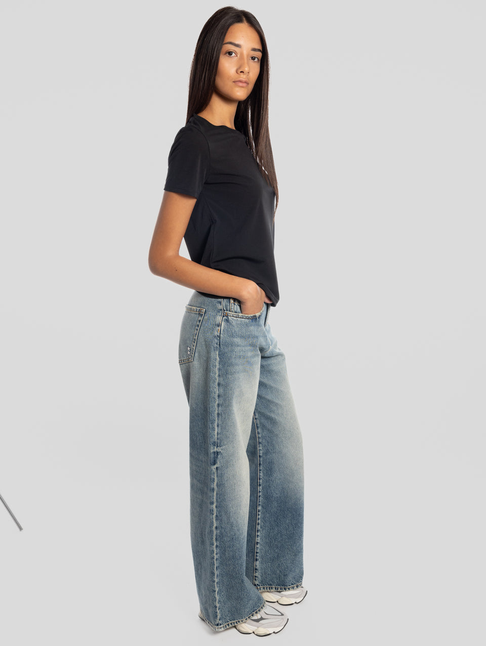 ICON DENIM Jeans Debby Wide Leg Lavaggio Medio Blu