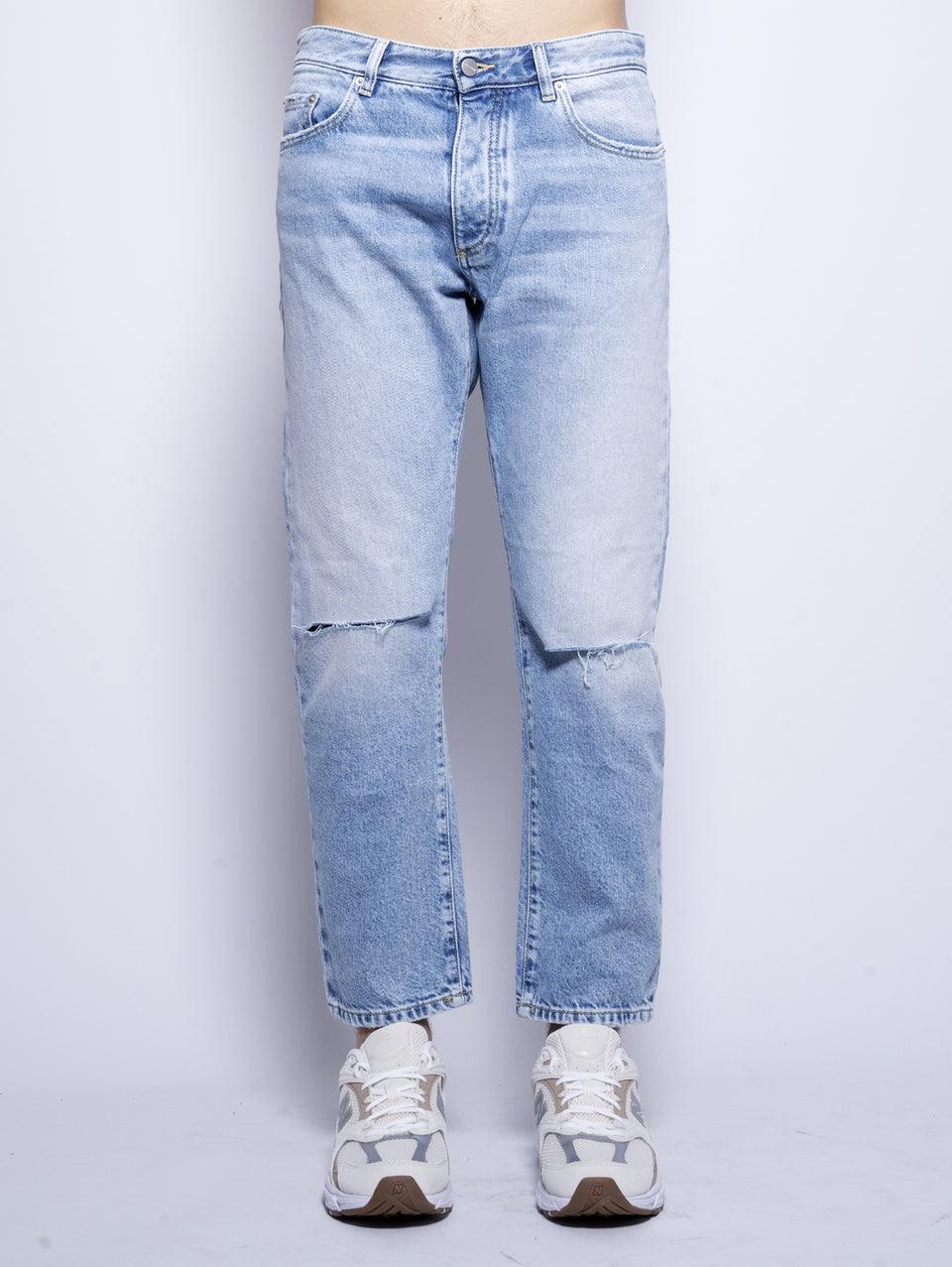 ICON DENIM Jeans Josh Gamba Dritta con Tagli Blu