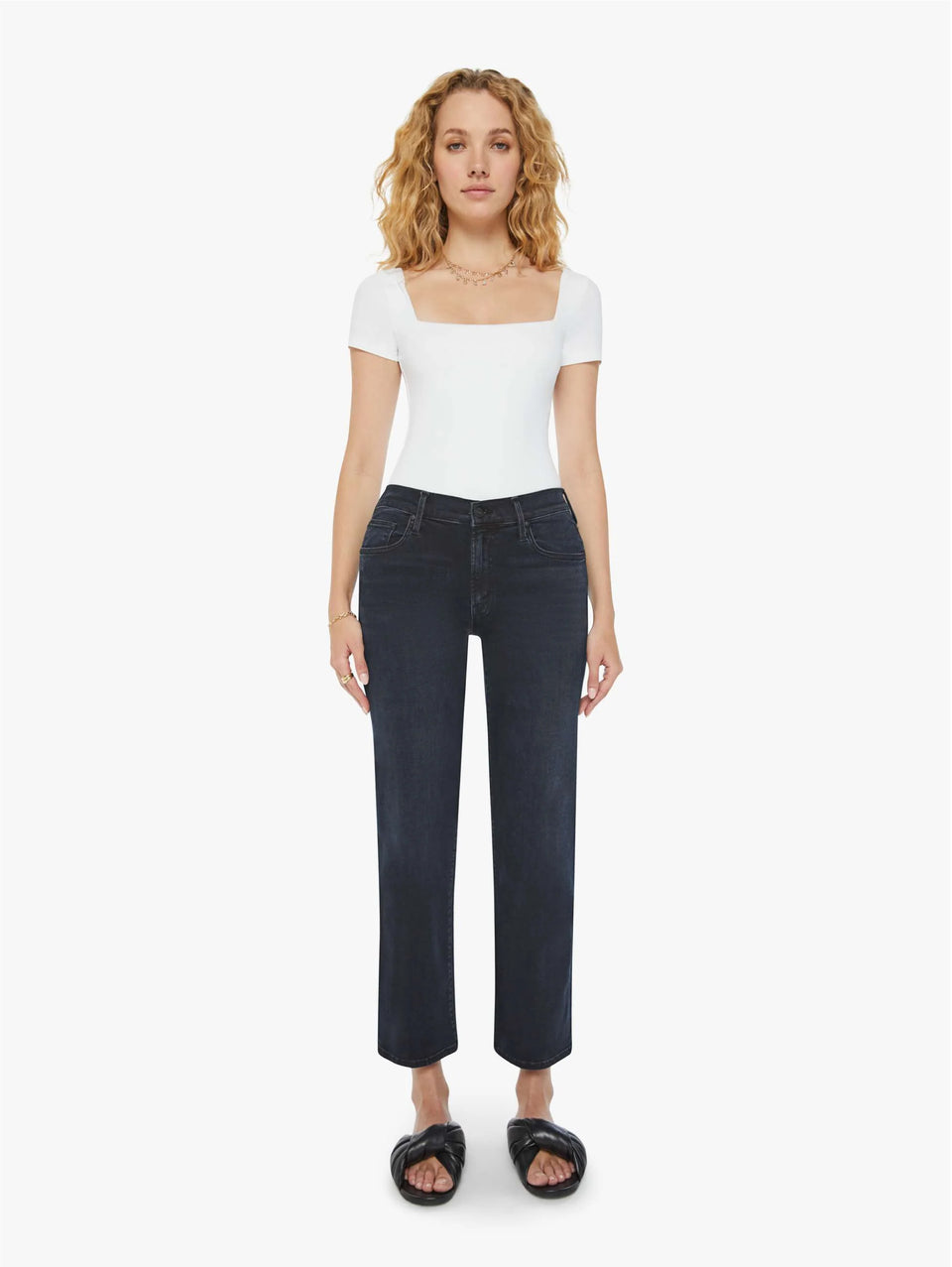 MOTHER Jeans Gamba Dritta Con Vita Media Night In Venice