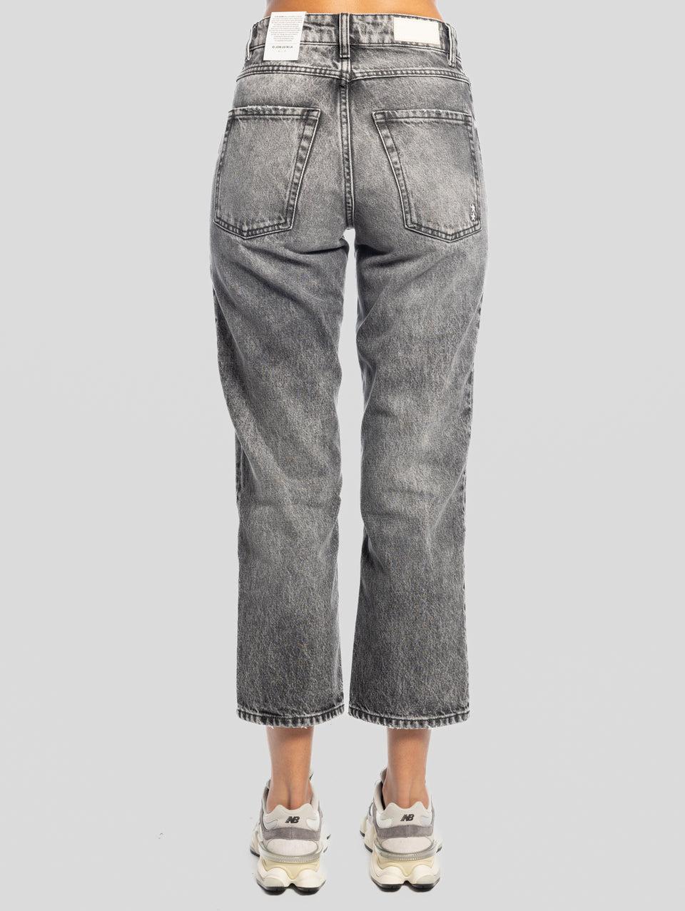 ICON DENIM Jeans Jill Con Gamba Cropped Marmorizzato Nero