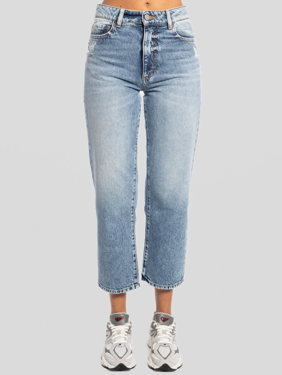 ICON DENIM Jeans Jill Vita Alta e Gamba Cropped Blu