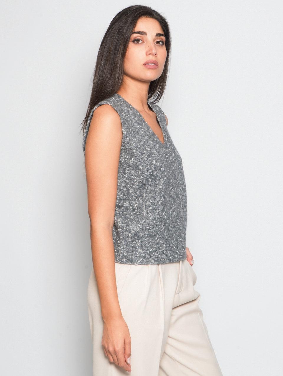KANGRA Gilet Con Scollo A V Grigio