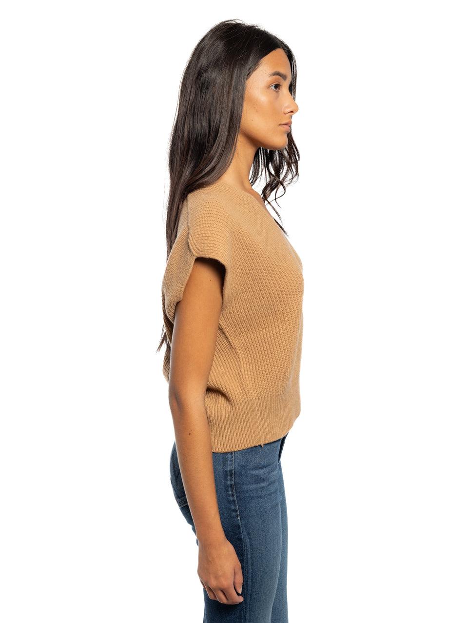 KANGRA Gilet In Lana A Coste Cammello