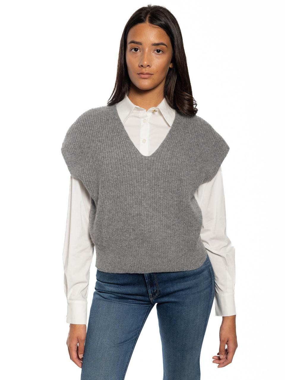 KANGRA Gilet In Lana A Coste Grigio