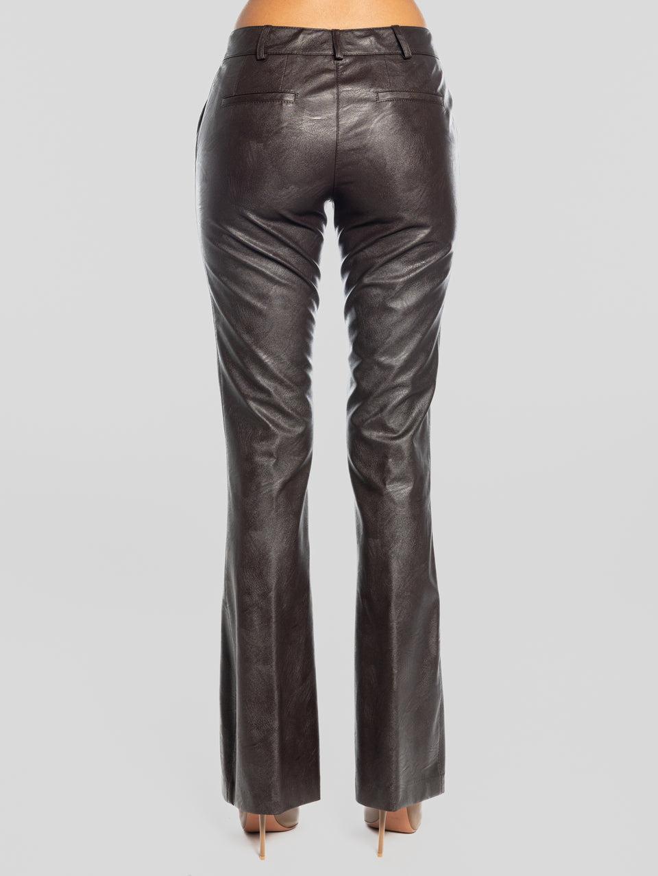 KILTIE Pantaloni A Zampa In Similpelle Borgogna