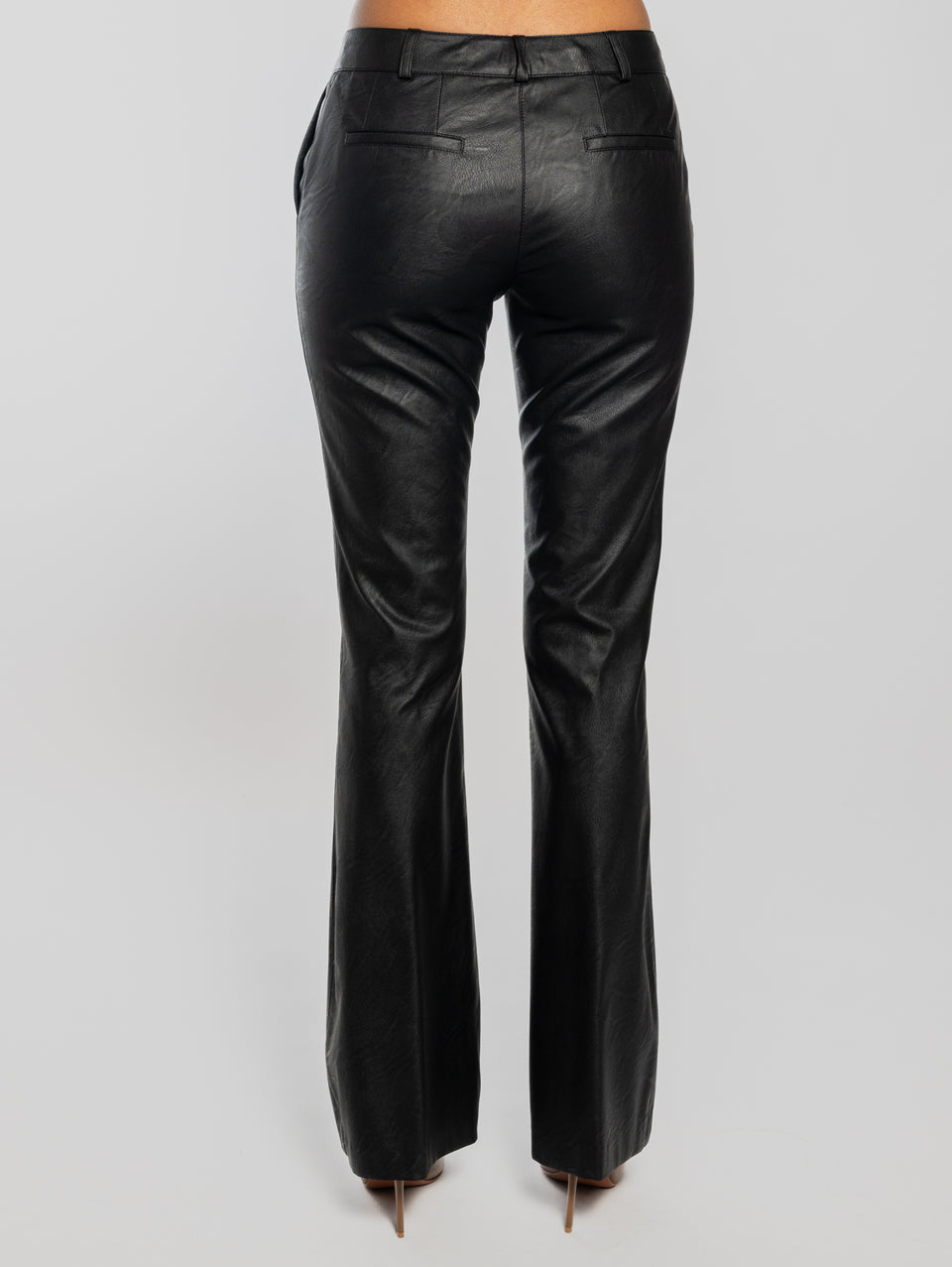 KILTIE Pantaloni A Zampa In Similpelle Nero