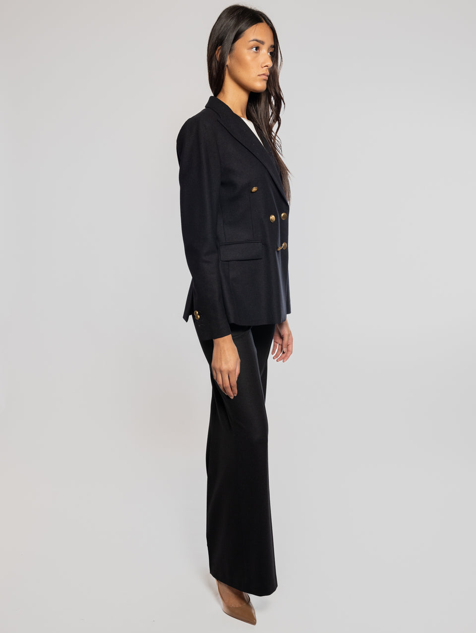 KILTIE Pantaloni Palazzo In Flanella Nero