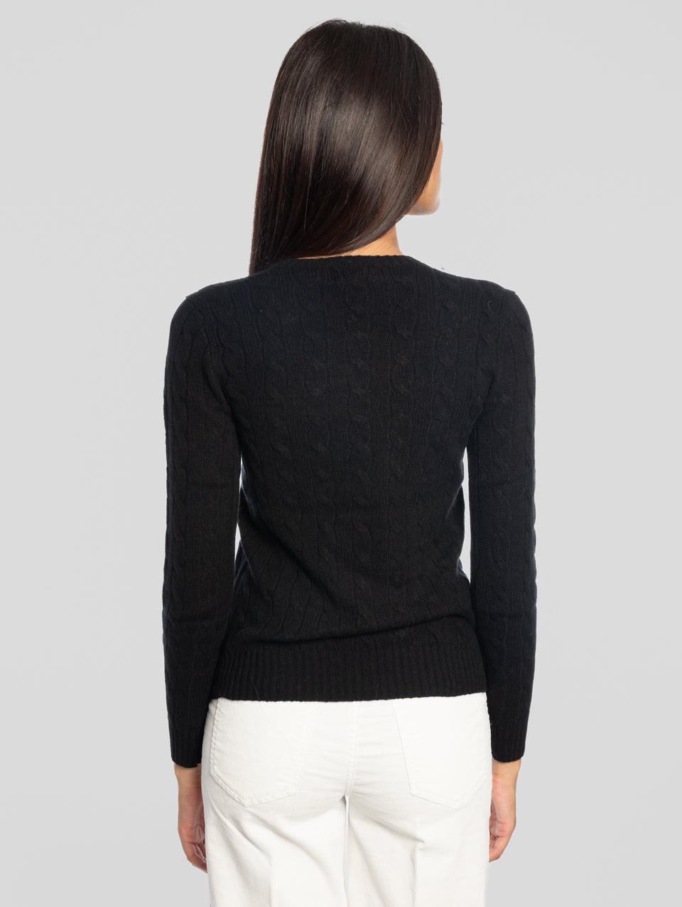 RALPH LAUREN Maglia A Trecce In Misto Cashmere Nero