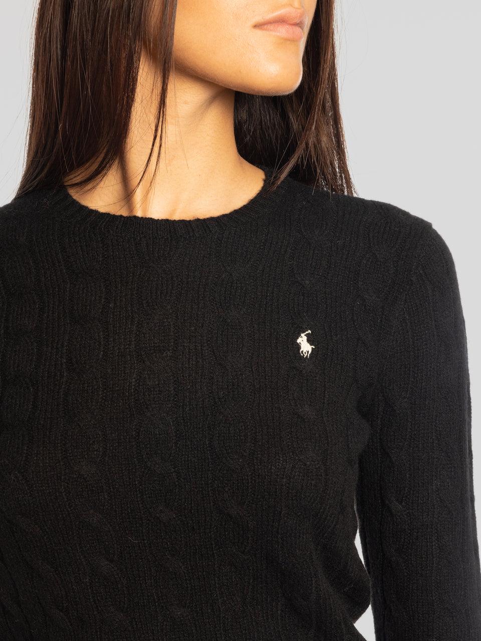 RALPH LAUREN Maglia A Trecce In Misto Cashmere Nero