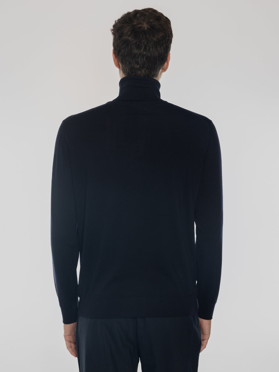 ALPHA STUDIO Maglia Collo Alto In Lana Ultrafine Blu