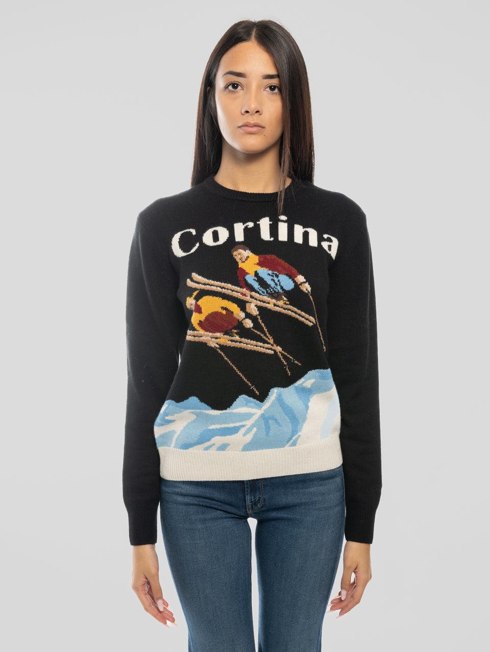 MC2 SAINT BARTH Maglia girocollo con Ricamo Cortina Blu