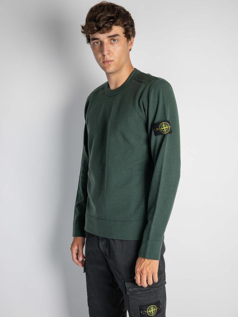 STONE ISLAND Maglia Girocollo In Lana Rasata Muschio