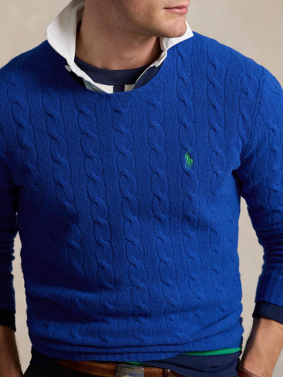 RALPH LAUREN Maglia In Lana E Cashmere A Trecce Blu