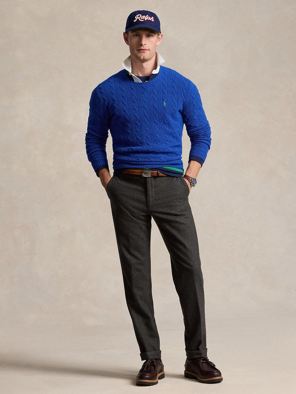 RALPH LAUREN Maglia In Lana E Cashmere A Trecce Blu
