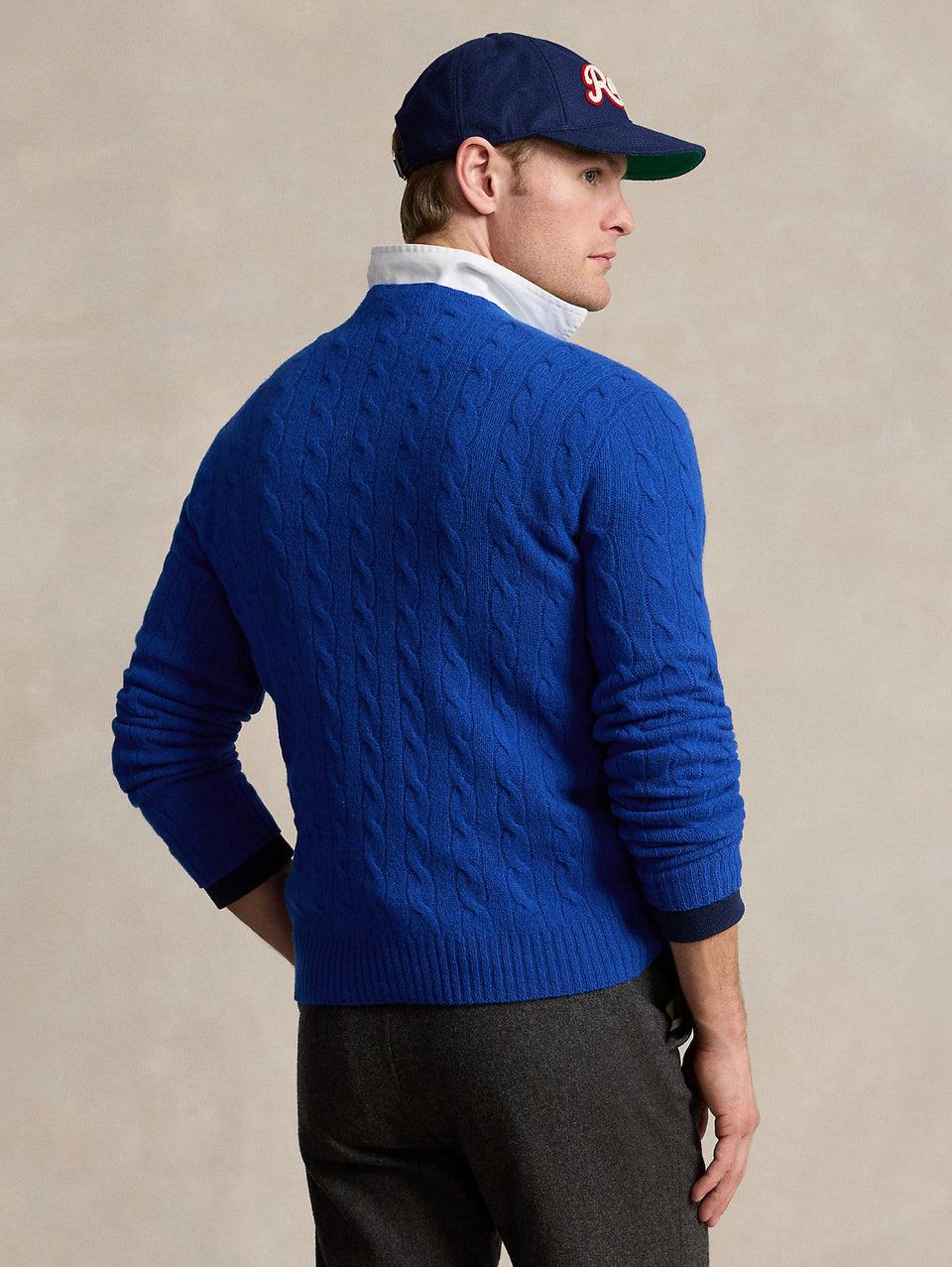 RALPH LAUREN Maglia In Lana E Cashmere A Trecce Blu