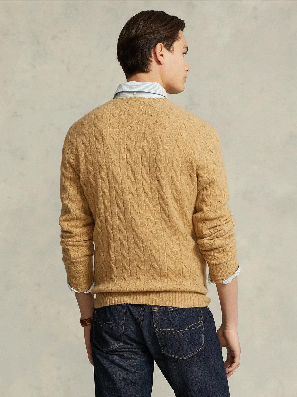 RALPH LAUREN Maglia In Lana E Cashmere A Trecce Cammello